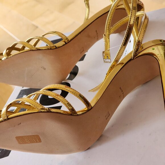 Nicolo Beretta gold patent leather sandals Sz 40